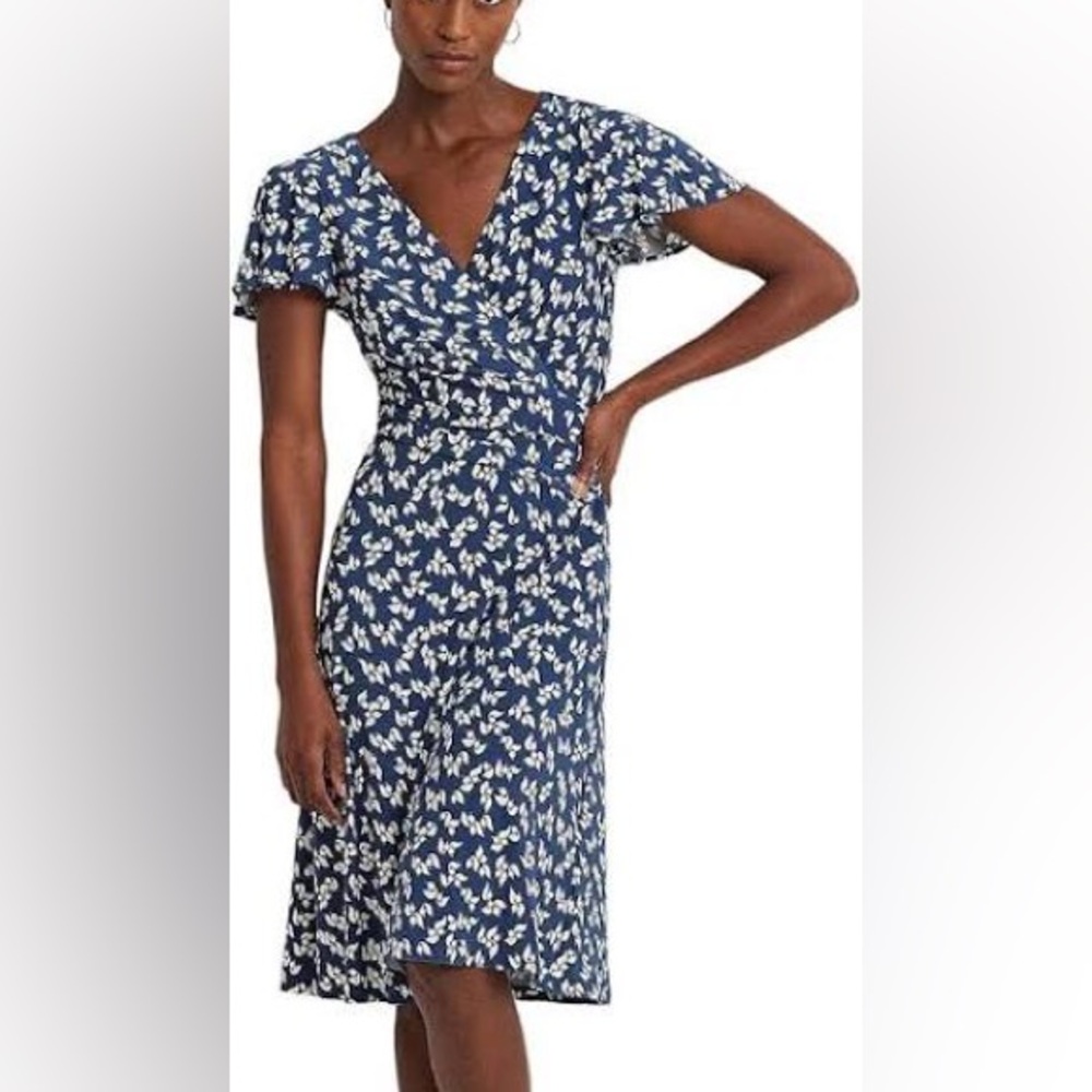 NWT LAUREN Ralph Lauren Floral Surplice Dress 6